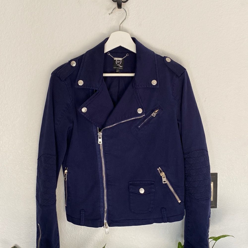 MCQ Alexander McQueen Navy Blue Biker Jacket